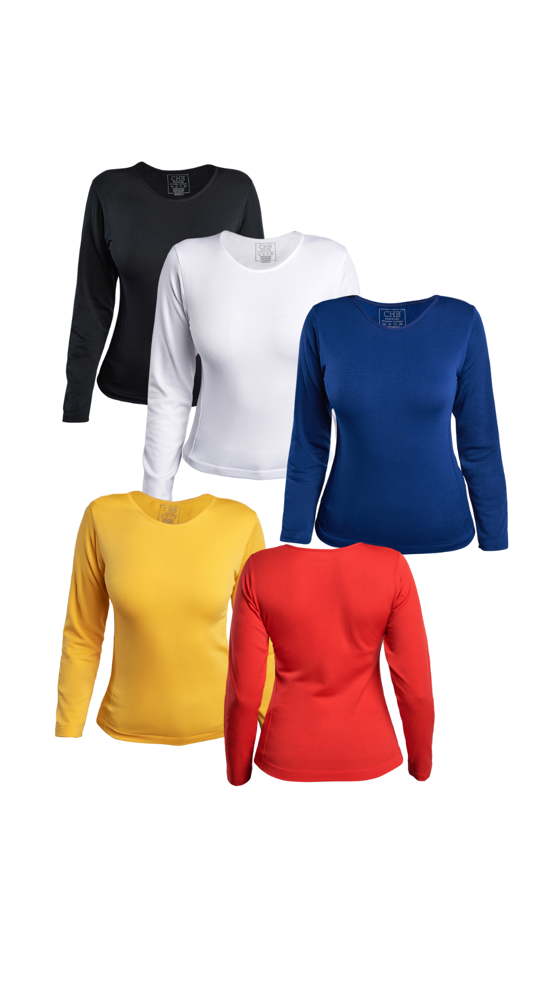 Paquete de 5 Blusas Térmicas Chili Beans Manga Larga Afelpada para Mujer