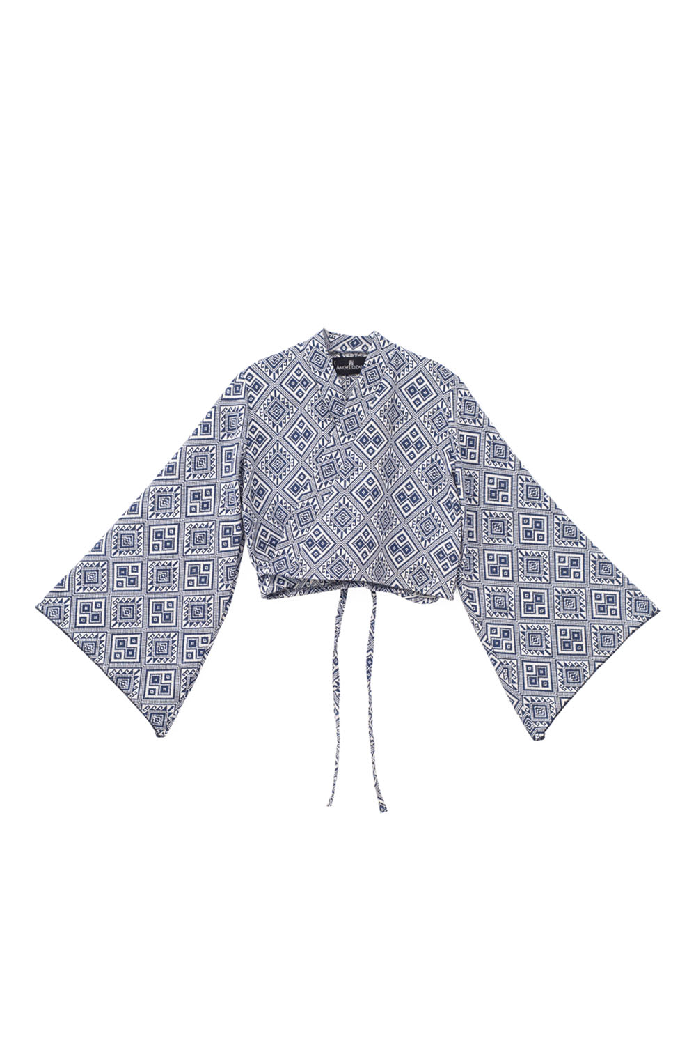 Blusa de Mujer A Ángelozano Al-W15 color Azul Cruzada de Manta Poliéster Estampado con Tirantes para Cierre