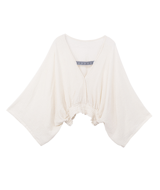 Blusa A Ángelozano Al-w31 Blusa Étnica de Manta Algodón color Beige de Mujer