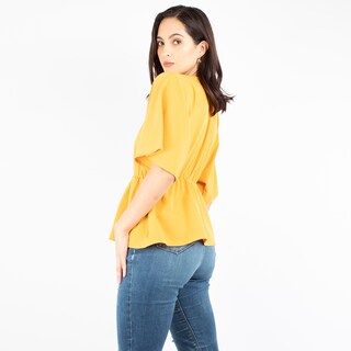 Foto 2 | Blusa Manga Amplia Con Elástico En La Cintura Amad Color Mostaza