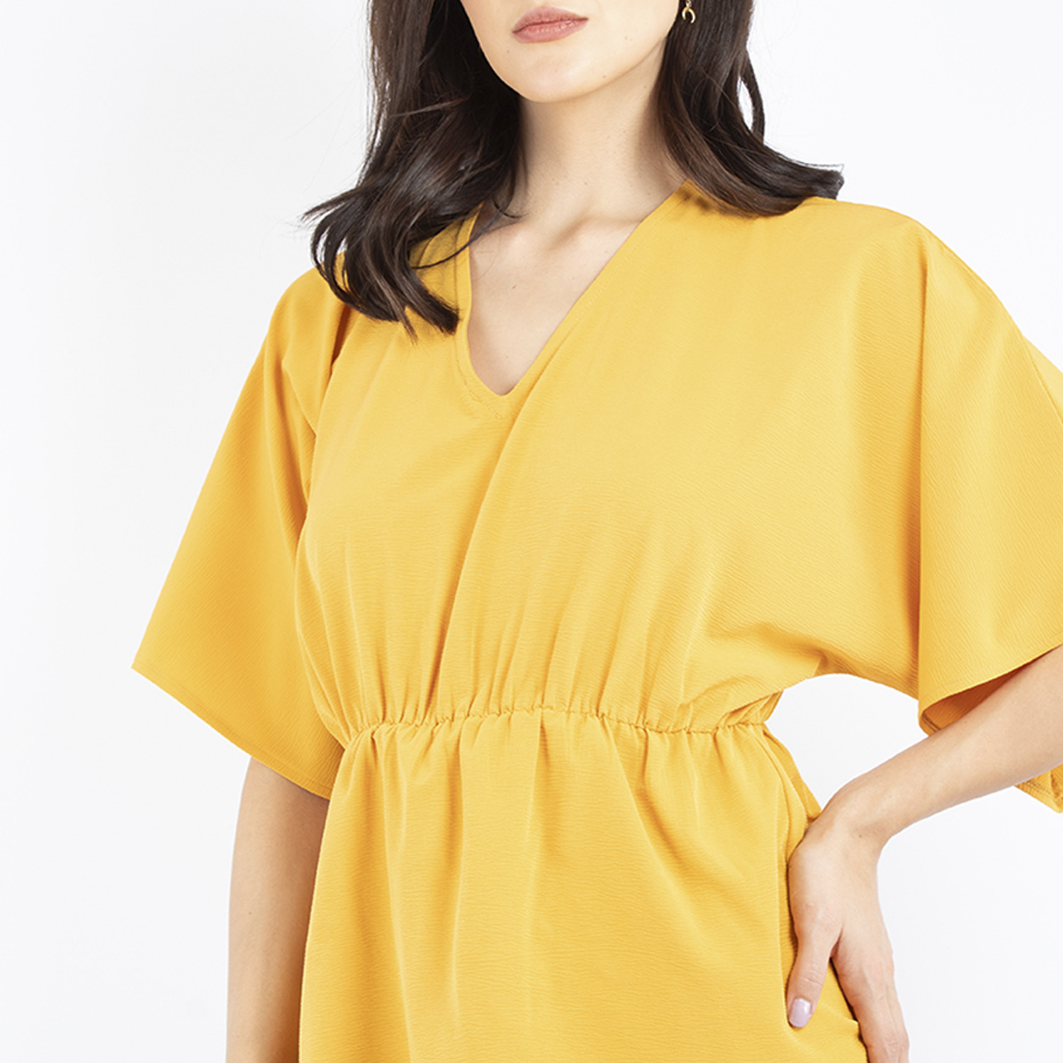 Foto 5 pulgar | Blusa Manga Amplia Con Elástico En La Cintura Amad Color Mostaza