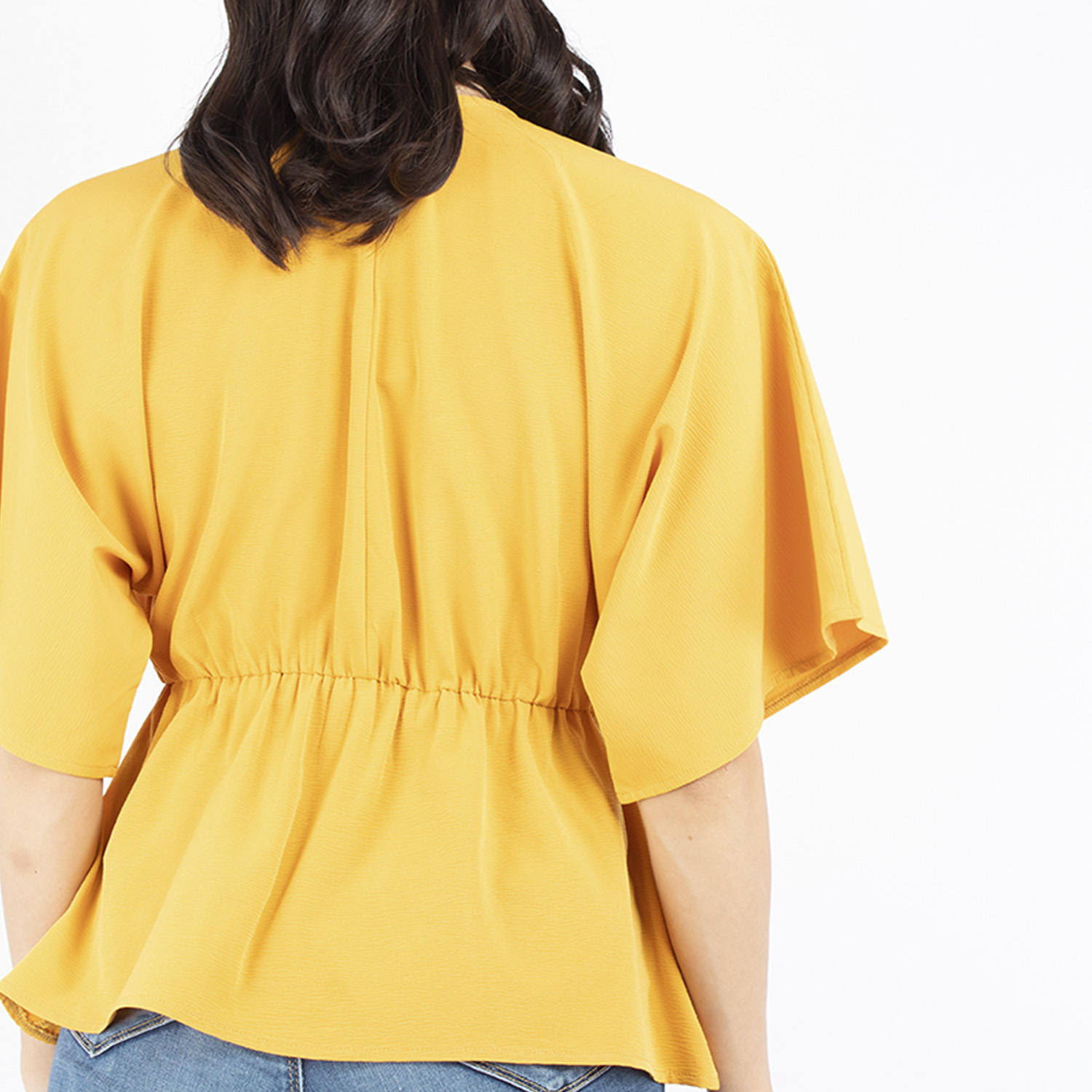 Foto 5 | Blusa Manga Amplia Con Elástico En La Cintura Amad Color Mostaza