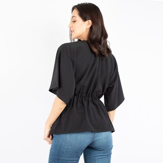 Foto 3 | Blusa Manga Amplia Con Elástico En La Cintura Amad Color Negro