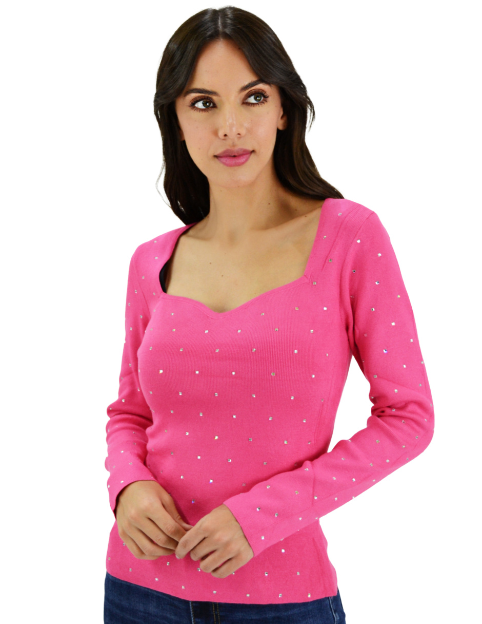 Blusa De Canale Con Pedrería Roman Fashion /juvenil, 975 (fiusha) Color Rosa