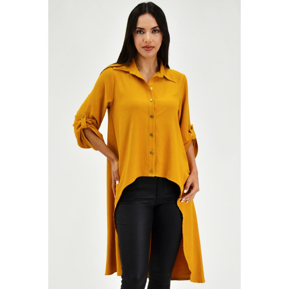Maxiblusa Asimétrica Roman Fashion Marrón para Mujer