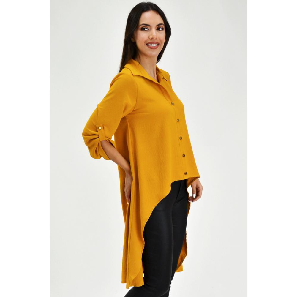 Foto 3 pulgar | Maxiblusa Asimétrica Roman Fashion Marrón para Mujer