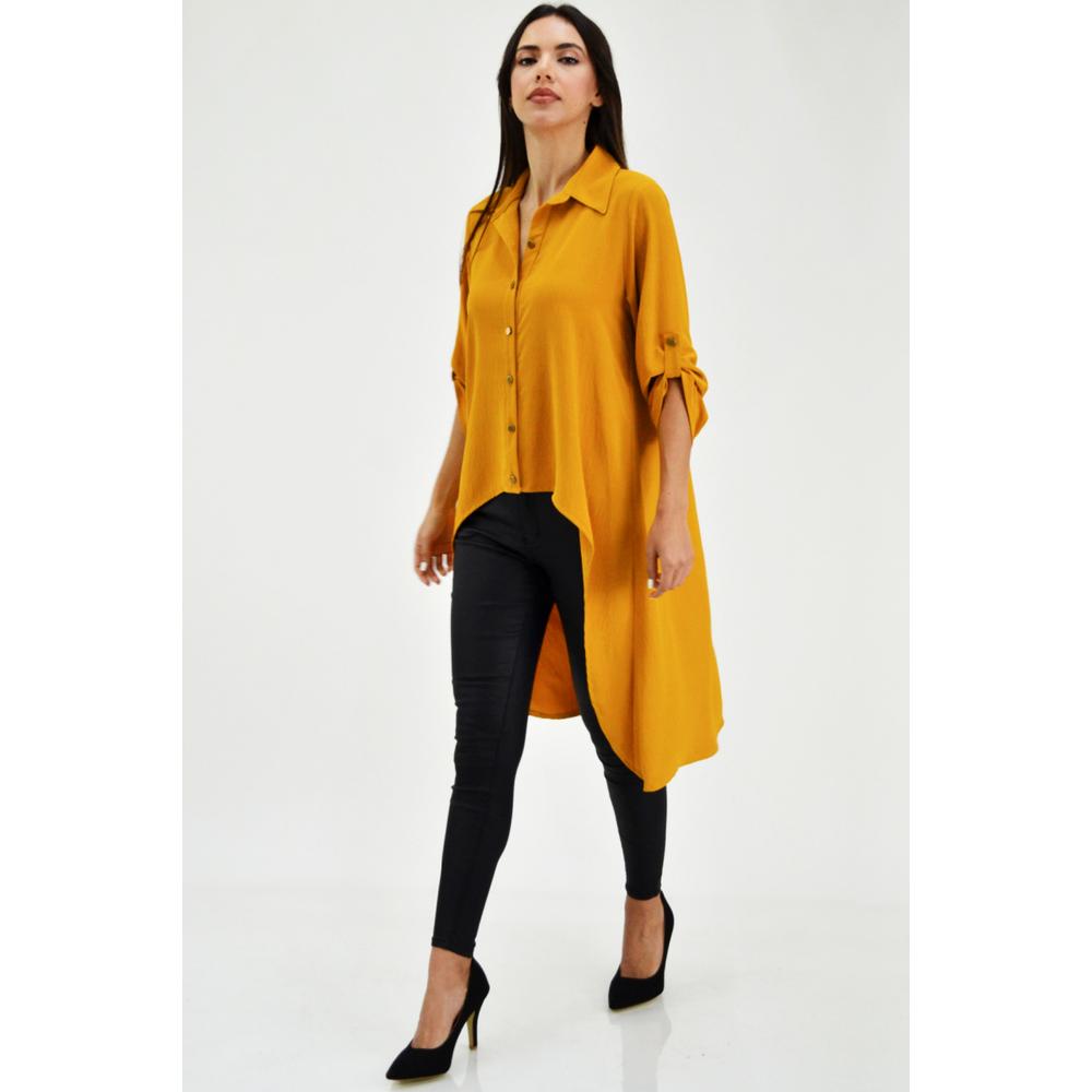 Foto 6 pulgar | Maxiblusa Asimétrica Roman Fashion Marrón para Mujer