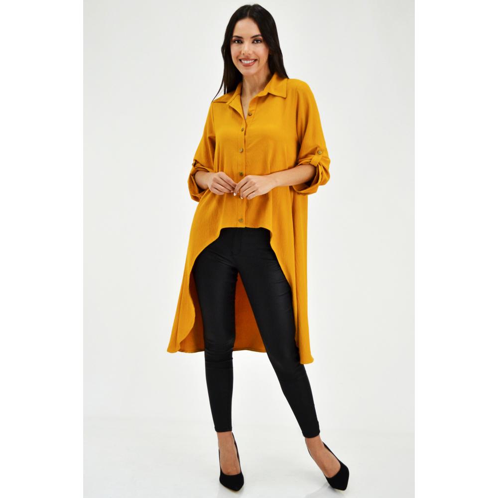 Foto 7 pulgar | Maxiblusa Asimétrica Roman Fashion Marrón para Mujer