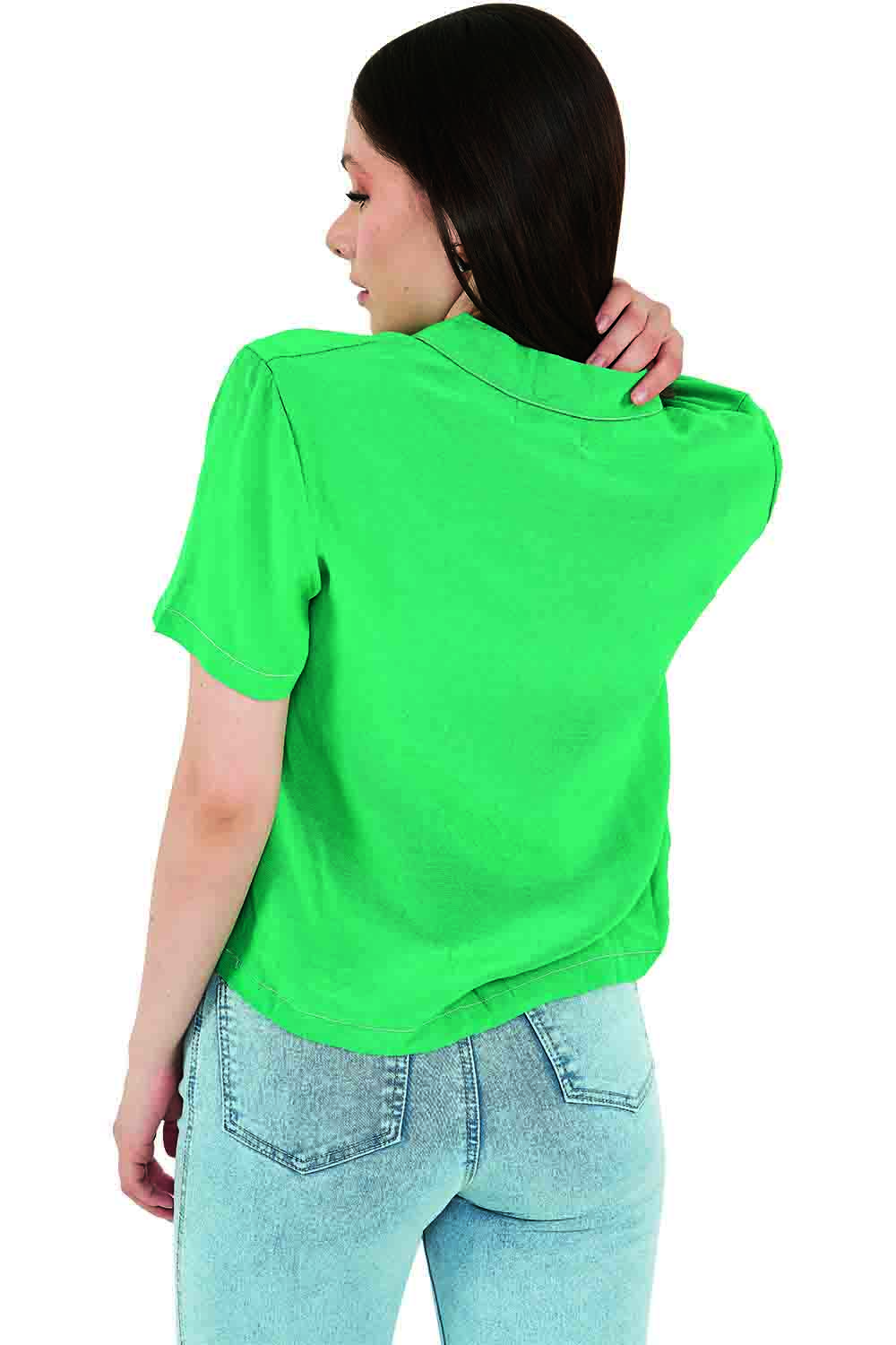 Foto 3 pulgar | Blusa Devendi Color Verde Camisera