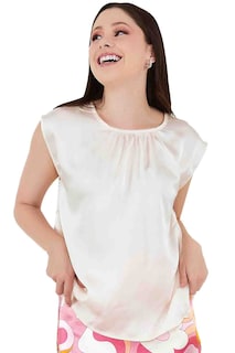 Foto 1 | Blusa Devendi Color Beige Satin