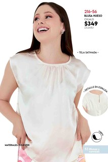 Foto 3 | Blusa Devendi Color Beige Satin