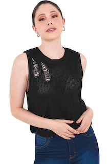 Foto 1 | Blusa Devendi Color Negro Tejida