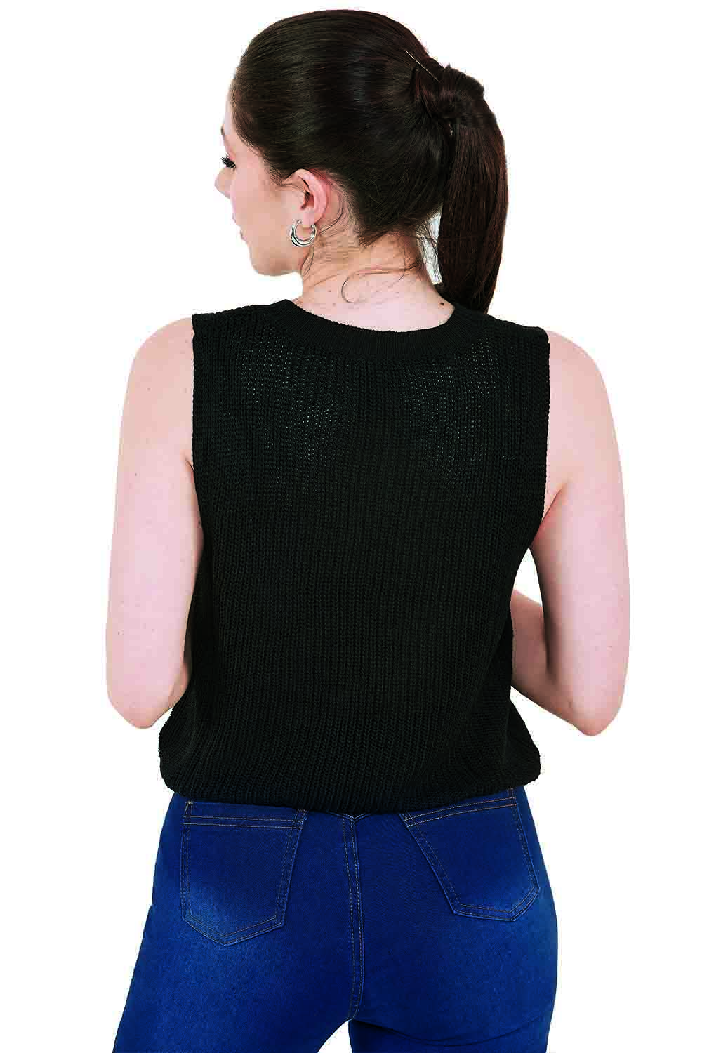 Foto 3 pulgar | Blusa Devendi Color Negro Tejida