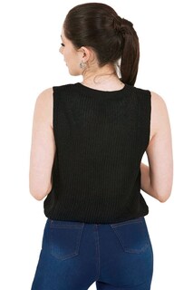 Foto 2 | Blusa Devendi Color Negro Tejida