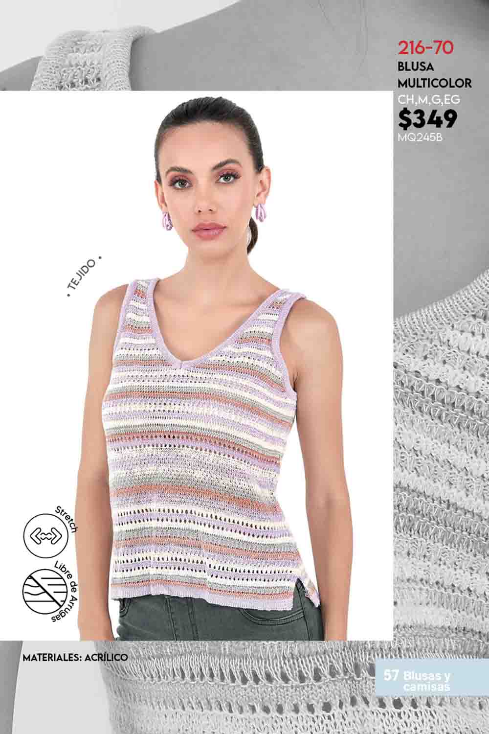 Foto 3 | Blusa Devendi Color Multicolor Tejida