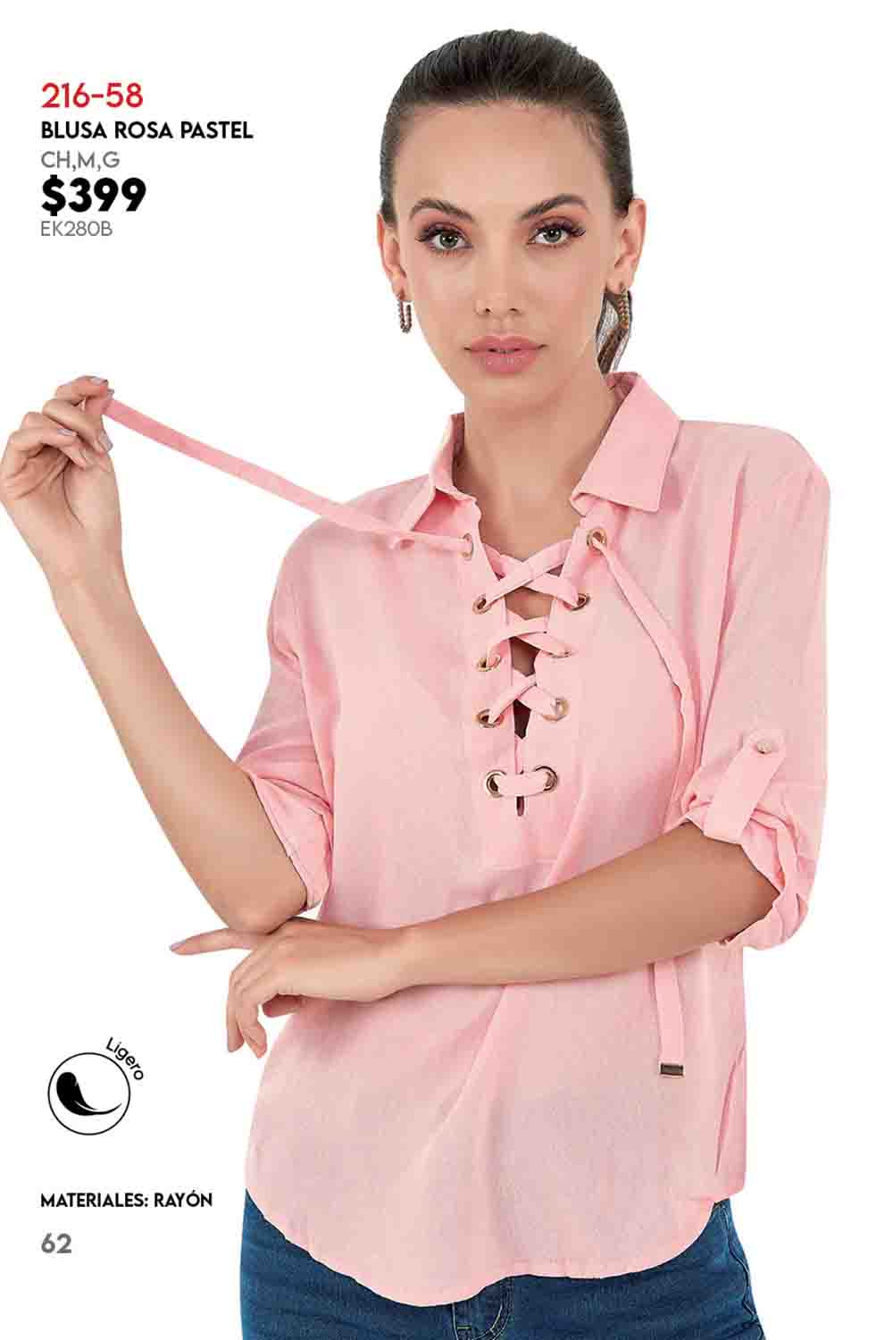 Foto 4 pulgar | Blusa Devendi Color Rosa Cintas