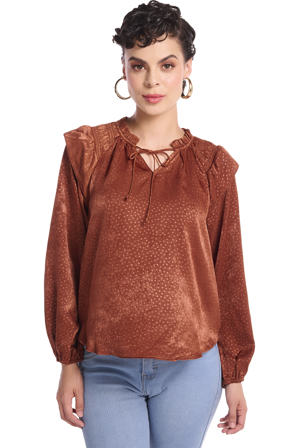 Blusa Devendi color Café para Mujer