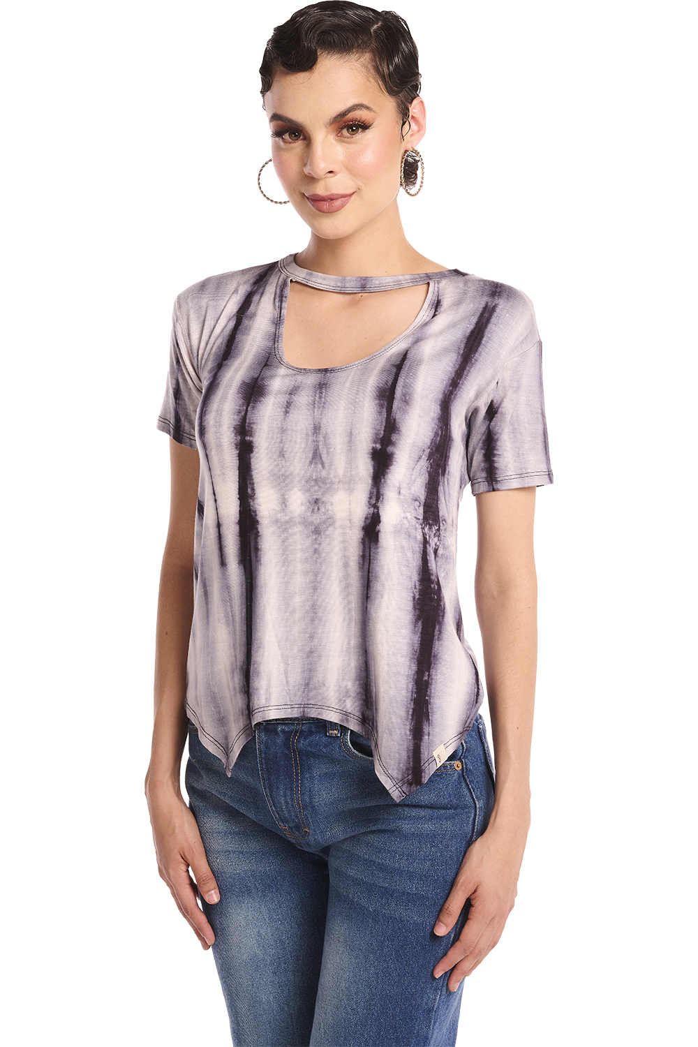 Blusa Devendi color Azul Tie Dye Stretch