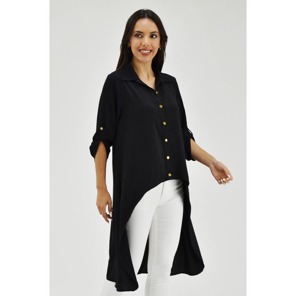 Foto 2 | Maxi Blusa Asimétrica Roman Fashion Juvenil 1060 color Negro