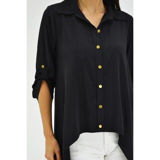 Foto 4 | Maxi Blusa Asimétrica Roman Fashion Juvenil 1060 color Negro