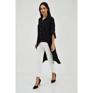 Foto 5 | Maxi Blusa Asimétrica Roman Fashion Juvenil 1060 color Negro