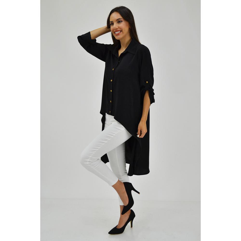 Foto 6 | Maxi Blusa Asimétrica Roman Fashion Juvenil 1060 color Negro