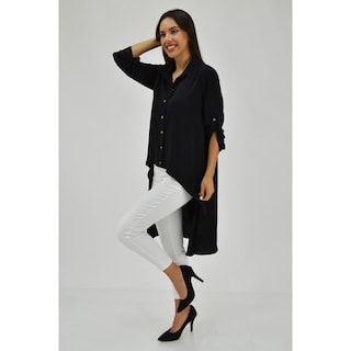 Foto 6 | Maxi Blusa Asimétrica Roman Fashion Juvenil 1060 color Negro