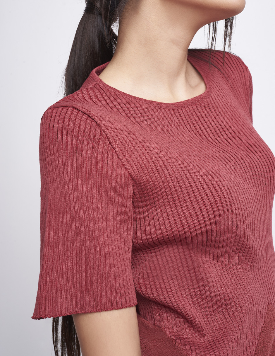 Foto 4 pulgar | Blusa Devendi color Rosa Tejido Rib
