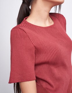 Foto 3 | Blusa Devendi color Rosa Tejido Rib