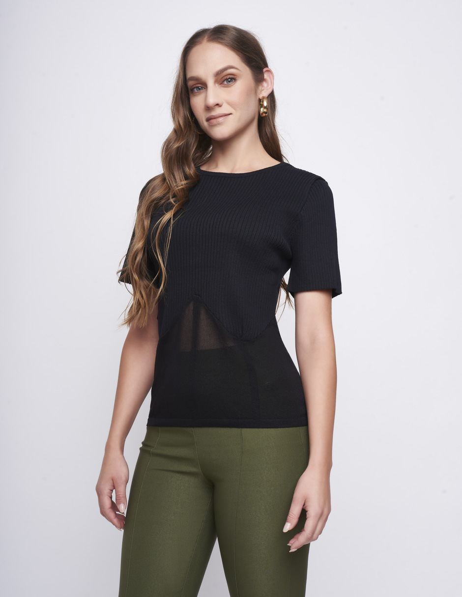 Blusa para Mujer Devendi Tejido Rib Negro