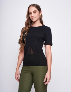 Foto 1 | Blusa para Mujer Devendi Tejido Rib Negro