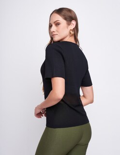 Foto 2 | Blusa para Mujer Devendi Tejido Rib Negro