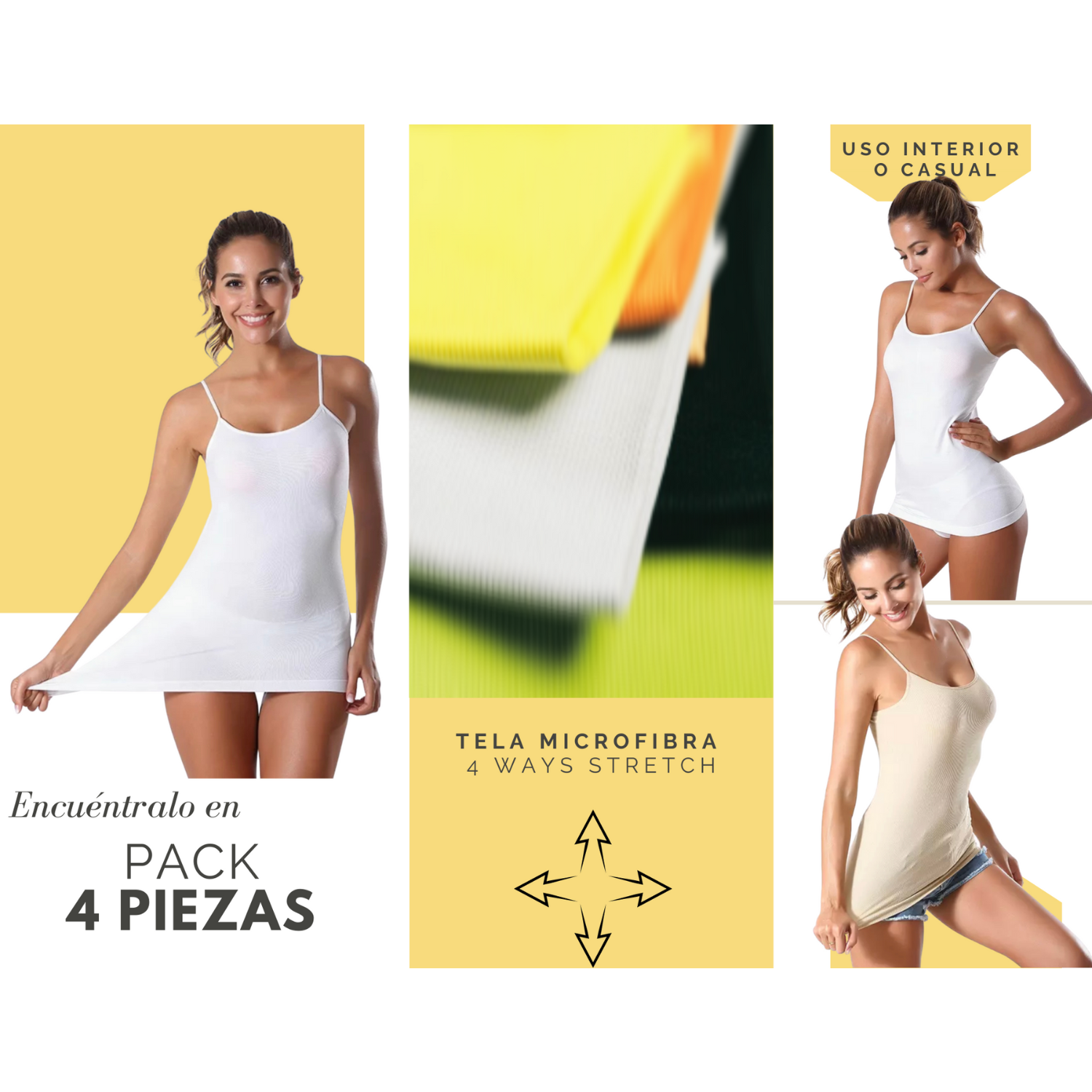 Foto 7 pulgar | Blusas de Tirantes para Mujer 4 Piezas Multicolor