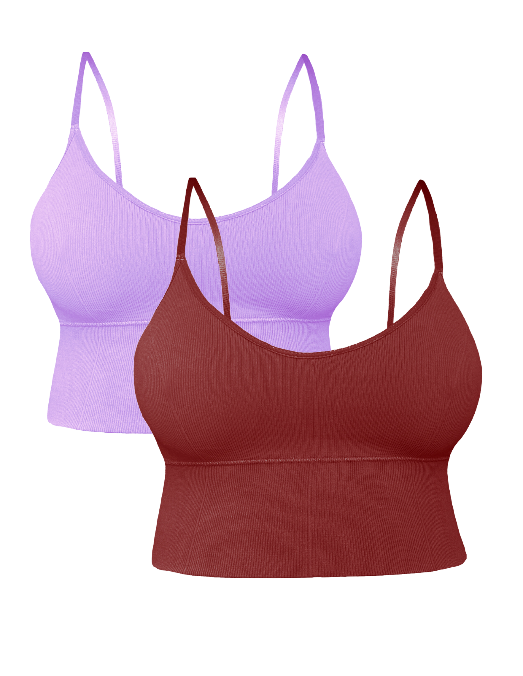 Set de 2 Tops Top-1013 Lila y Shedron Croptop con Relleno para Mujer