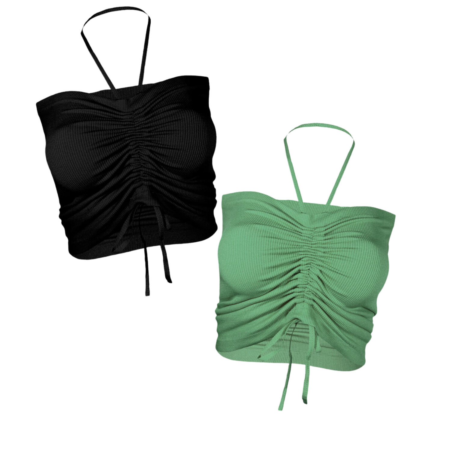 Crop Top con Tirantes Negro 2 Piezas para Mujer