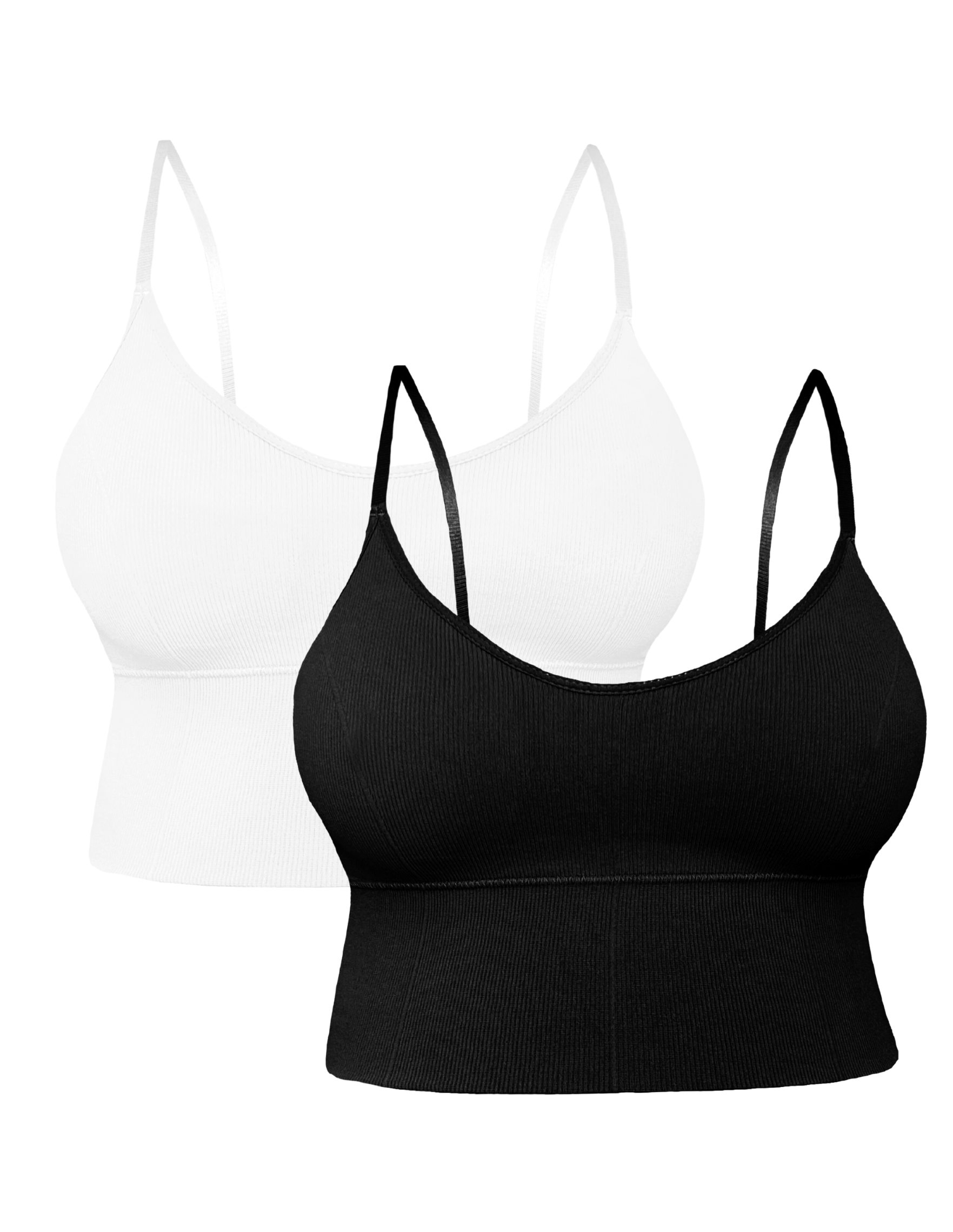 Set de 2 Tops Top-1013 Blanco y Negro Croptop con Relleno para Mujer