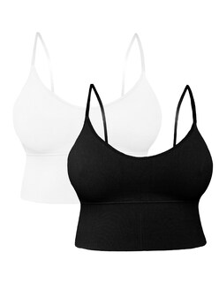 Foto 1 | Set de 2 Tops Top-1013 Blanco y Negro Croptop con Relleno para Mujer