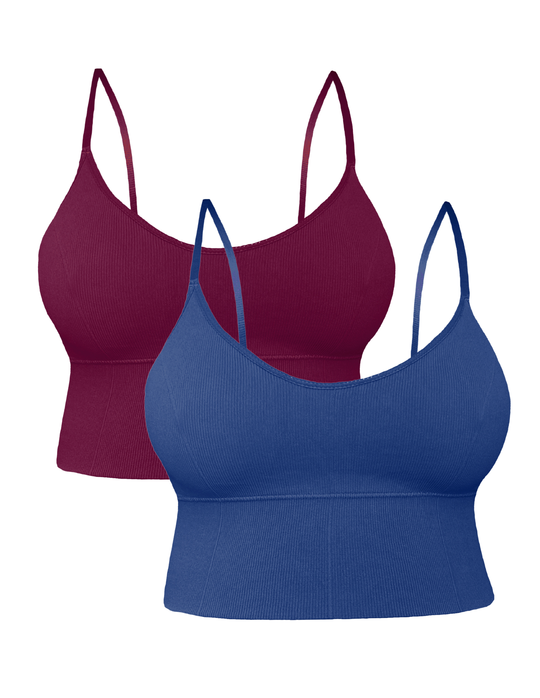 Set de Tops Top-1013 Vino y Azul Croptop con Relleno para Mujer 2 Piezas