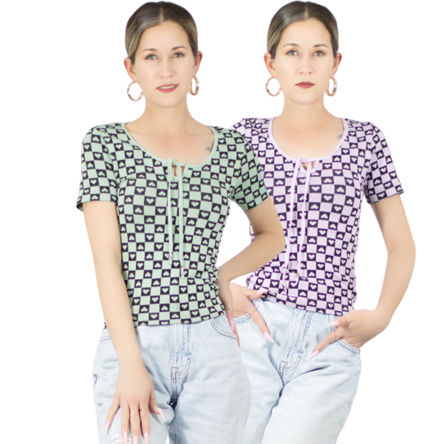 Set De 2 Blusas De Mujer Pul-1005 Color Stretch Casual