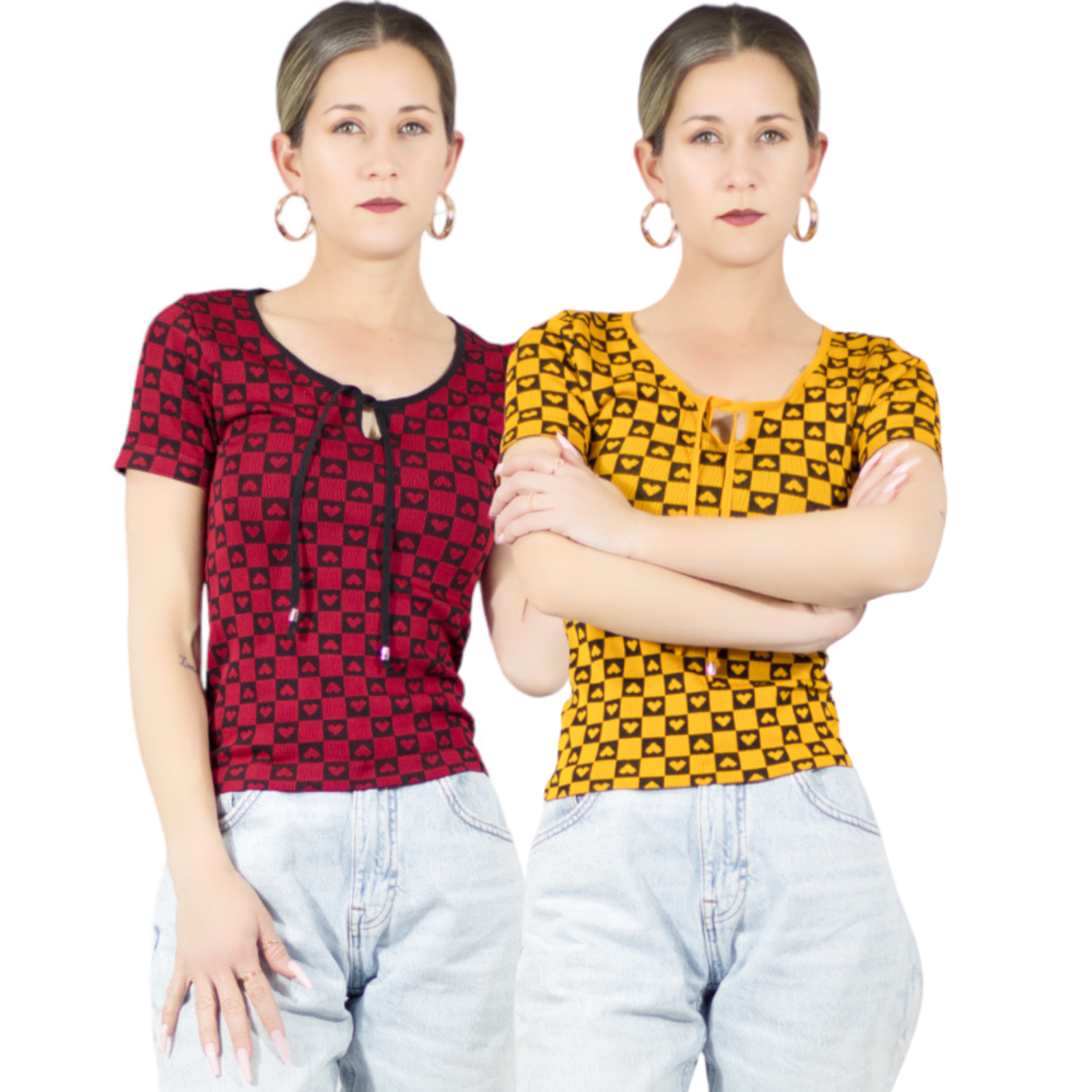 Set De 2 Blusas De Mujer Pul-1005 Color Stretch Casual
