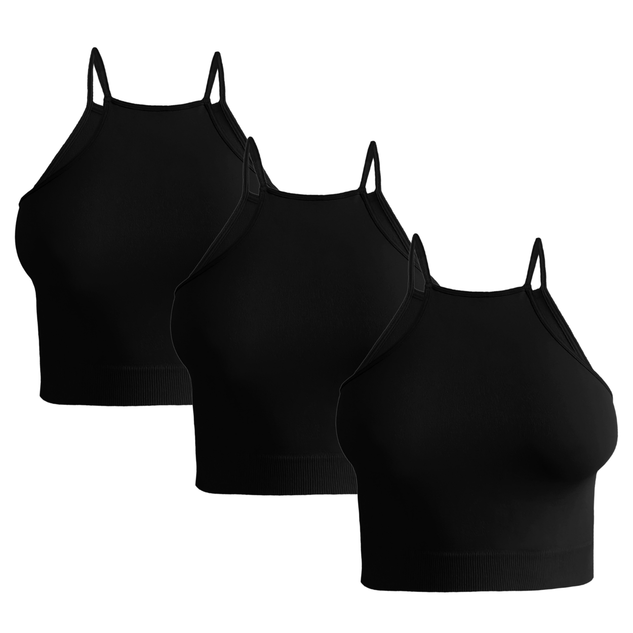 Crop Tops Negros Deportivos o Casuales para Mujer 3 Piezas