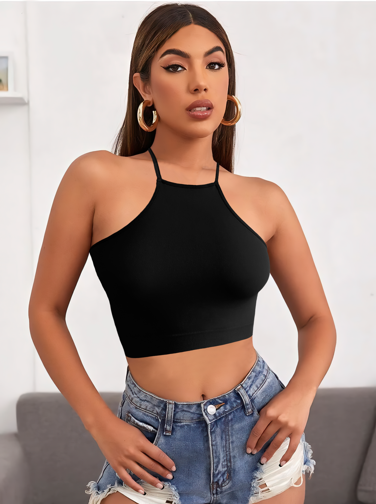 Foto 3 pulgar | Crop Tops Negros Deportivos o Casuales para Mujer 3 Piezas
