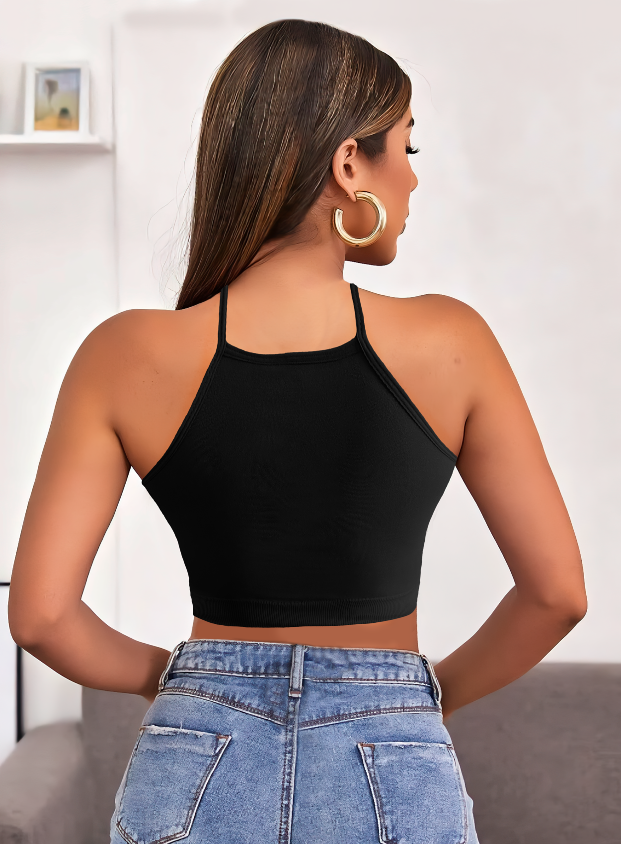 Foto 4 pulgar | Crop Tops Negros Deportivos o Casuales para Mujer 3 Piezas