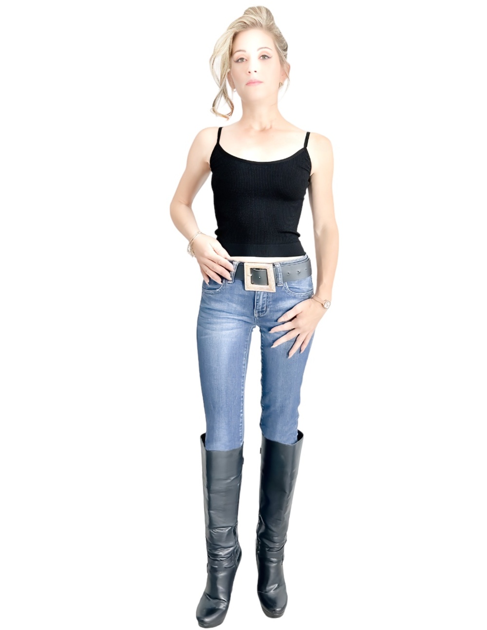 Foto 5 pulgar | Blusas de Tirantes para Mujer Bl-1012 Blanco Y Negro 2 Piezas