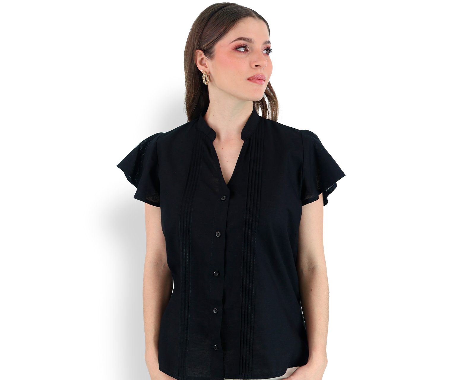Foto 3 pulgar | Blusa Tipo Guayabera De Mujer Rams Cottons Modelo Fabi Color Negro Apariencia De Lino