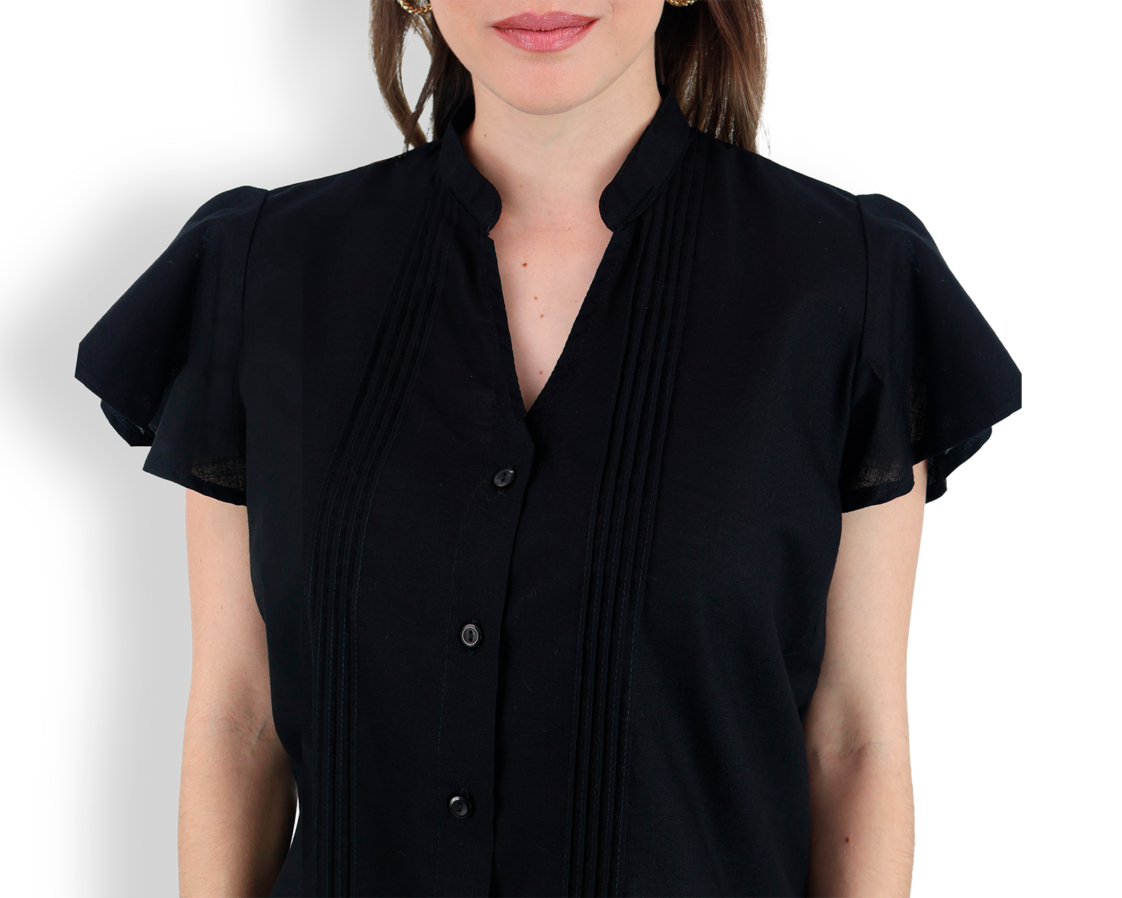 Foto 4 pulgar | Blusa Tipo Guayabera De Mujer Rams Cottons Modelo Fabi Color Negro Apariencia De Lino