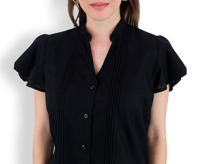 Foto 3 | Blusa Tipo Guayabera De Mujer Rams Cottons Modelo Fabi Color Negro Apariencia De Lino