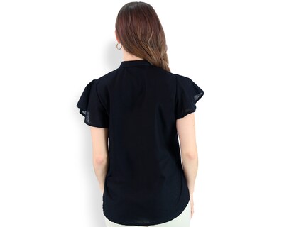 Foto 4 | Blusa Tipo Guayabera De Mujer Rams Cottons Modelo Fabi Color Negro Apariencia De Lino