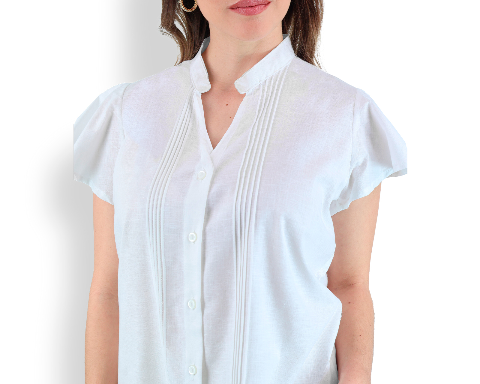 Foto 5 pulgar | Blusa Tipo Guayabera De Mujer Rams Cottons Modelo Fabi Color Blanco Apariencia De Lino