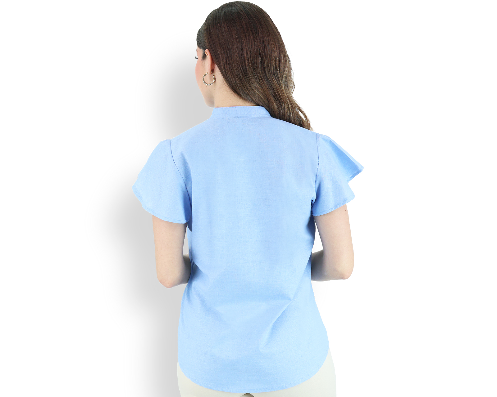 Foto 4 pulgar | Blusa Tipo Guayabera De Mujer Rams Cottons Modelo Fabi Color Azul Apariencia De Lino